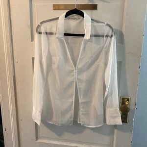 NWOT Abercrombie & Fitch white two-button see through blouse